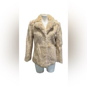 Vintage 100% Rabbit Fur Cream Coat Size Small FLAWED